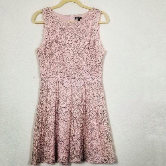 Lace Fit and Flare Dress LILY ROSE Pink/Grey - Picture 2 of 12